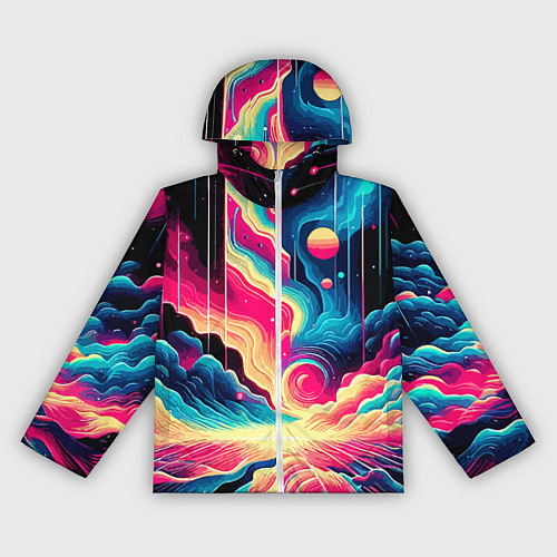 Женская ветровка Neon space fantasy - ai art / 3D-Белый – фото 1