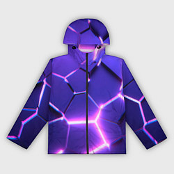 Ветровка с капюшоном женская Фиолетовые плиты с розовым свечением, цвет: 3D-черный