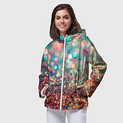 Ветровка с капюшоном женская Блестяшки боке, цвет: 3D-белый — фото 2