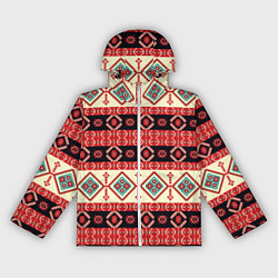 Ветровка с капюшоном женская Этнический геометрический узор, цвет: 3D-белый