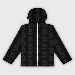 Ветровка с капюшоном женская Биткоин - символ буквы, цвет: 3D-белый