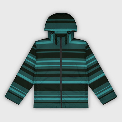 Женская ветровка Тёмно-бирюзовый полосами / 3D-Черный – фото 1