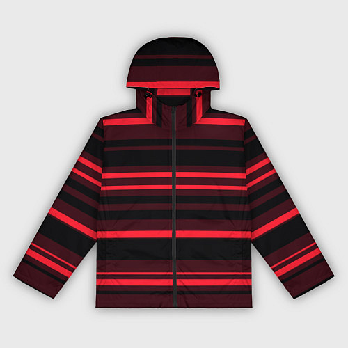 Женская ветровка Тёмный красный в яркую полоску / 3D-Черный – фото 1