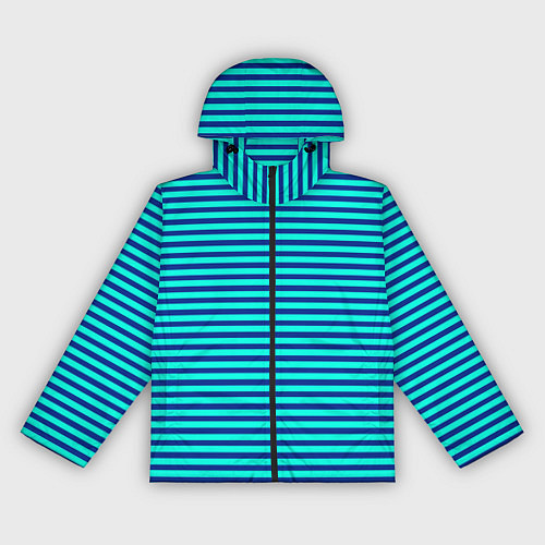 Женская ветровка Сине-бирюзовый в полоску тельняшка / 3D-Черный – фото 1