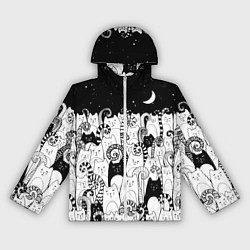 Ветровка с капюшоном женская Коты с креативными хвостами, цвет: 3D-белый