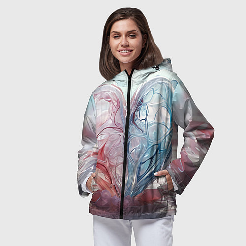 Женская ветровка Сердце - плазменная текстура / 3D-Черный – фото 3