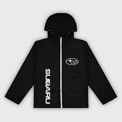 Ветровка с капюшоном женская Subaru logo white, цвет: 3D-белый