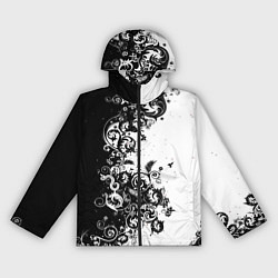Ветровка с капюшоном женская Чёрно белый стильный узор, цвет: 3D-черный