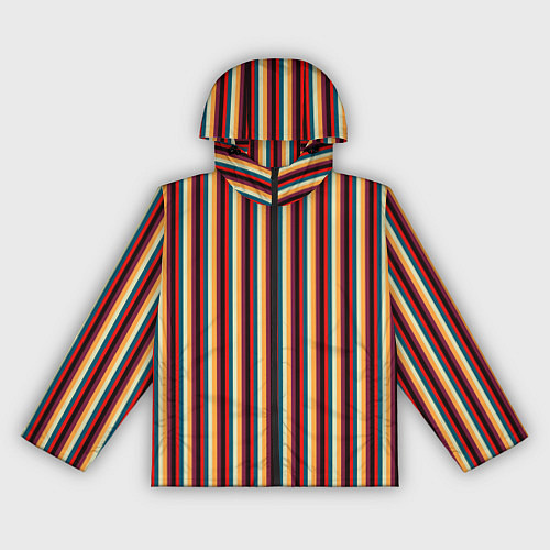 Женская ветровка Жёлтый красный и бирюзовый в сочетании полосы / 3D-Черный – фото 1
