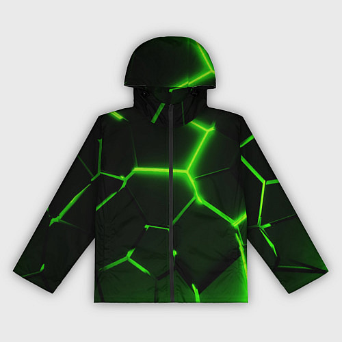 Женская ветровка Темные зеленые неоновые плиты в разломе / 3D-Черный – фото 1