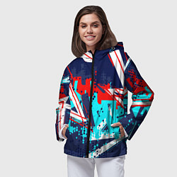 Ветровка с капюшоном женская Яркий абстрактный узор для спорта, цвет: 3D-черный — фото 2