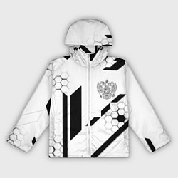 Ветровка с капюшоном женская Герб Рф текстура геймер, цвет: 3D-белый