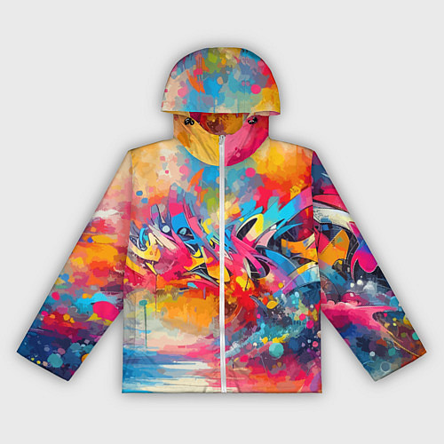 Женская ветровка Красочная абстракция - импрессионизм / 3D-Белый – фото 1