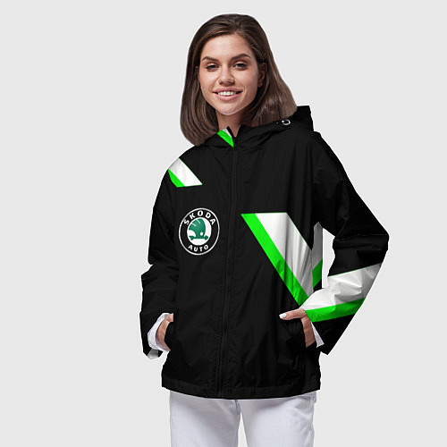 Женская ветровка Skoda geometry / 3D-Черный – фото 3