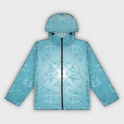 Ветровка с капюшоном женская Векторные узоры на нежно-бирюзовом фоне, цвет: 3D-черный