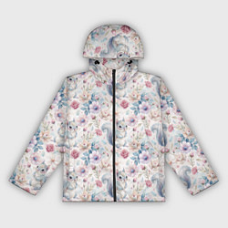 Ветровка с капюшоном женская Бельчонок в цветах, цвет: 3D-черный