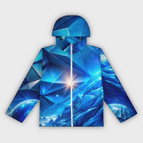 Женская ветровка Синяя объемная абстракция со вспышкой / 3D-Белый – фото 1