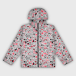 Ветровка с капюшоном женская Человечки с антенками, цвет: 3D-черный