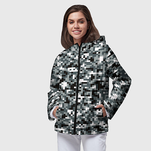 Женская ветровка Камуфляжные пиксели текстура / 3D-Черный – фото 3