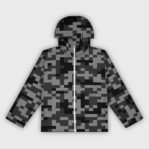 Женская ветровка Камуфляжные пиксели блэк / 3D-Белый – фото 1