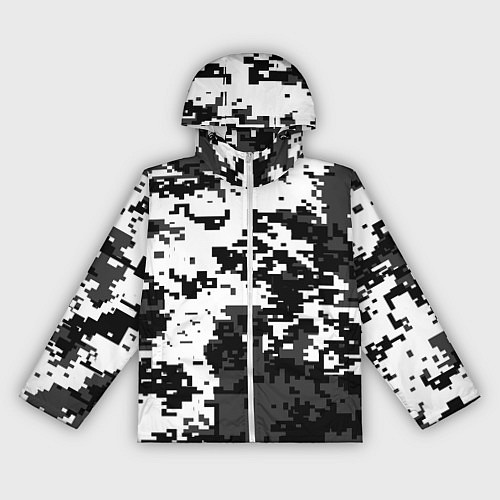 Женская ветровка Камуфляжные пиксели чёрно белый / 3D-Белый – фото 1