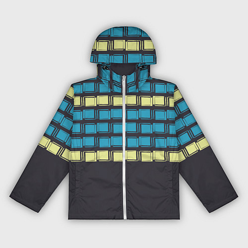 Женская ветровка Голубые и мятные квадраты на темном / 3D-Белый – фото 1