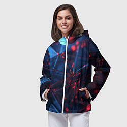 Ветровка с капюшоном женская Абстрактные треугольные элементы, цвет: 3D-белый — фото 2