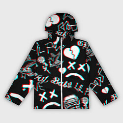 Ветровка с капюшоном женская Lil Peep logo glitch, цвет: 3D-белый