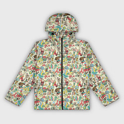 Ветровка с капюшоном женская Пляжная вечеринка паттерн, цвет: 3D-черный