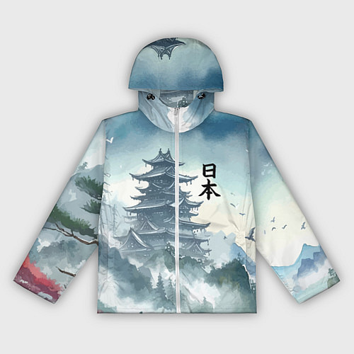 Женская ветровка Японская пагода в тумане - нейросеть / 3D-Белый – фото 1