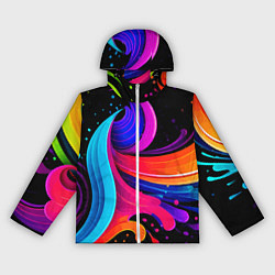 Ветровка с капюшоном женская Неоновая красочная абстракция - нейросеть, цвет: 3D-белый