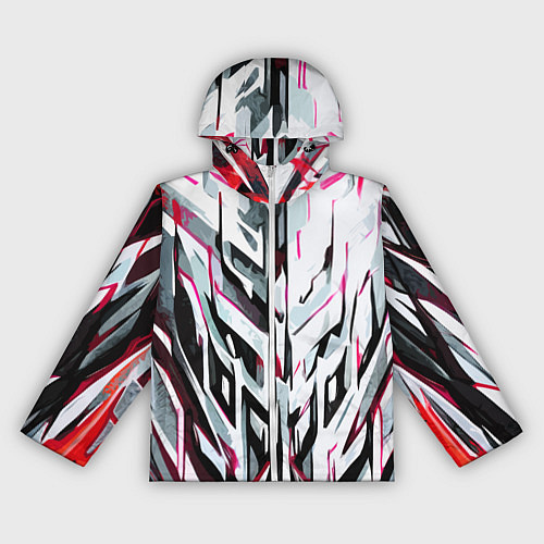 Женская ветровка Хаотичная красно-белая абстракция / 3D-Белый – фото 1