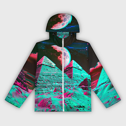 Женская ветровка Пирамиды и луна - стереоэффект / 3D-Белый – фото 1