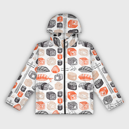 Женская ветровка Орнамент суши паттерн / 3D-Черный – фото 1