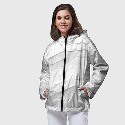 Женская ветровка Белая чешуя змеи / 3D-Черный – фото 3