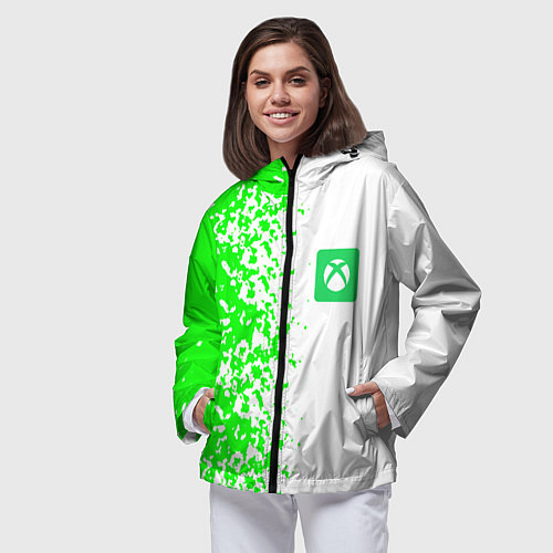 Женская ветровка Xbox кислотные зеленые краски / 3D-Черный – фото 3