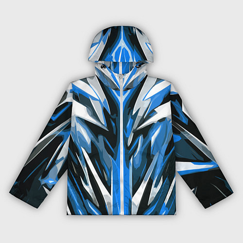 Женская ветровка Хаотичная сине-белая абстракция на чёрном фоне / 3D-Белый – фото 1