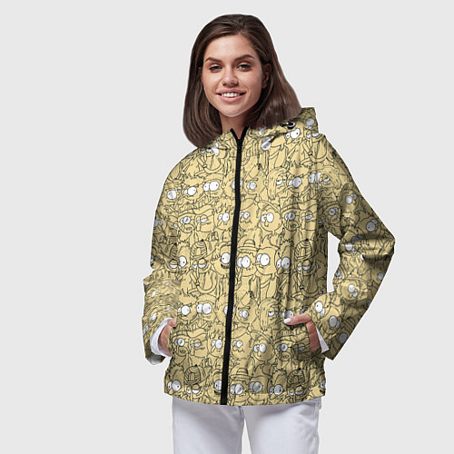 Женская ветровка Дудл человечки носатые - паттерн / 3D-Черный – фото 3