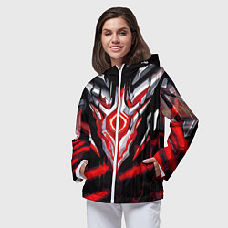 Ветровка с капюшоном женская Абстрактная красная руна, цвет: 3D-белый — фото 2