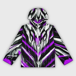 Ветровка с капюшоном женская Фиолетово-белые ломаные клыки, цвет: 3D-белый