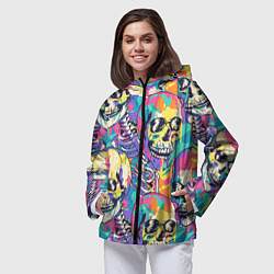 Ветровка с капюшоном женская Граффити череп разноцветный, цвет: 3D-черный — фото 2