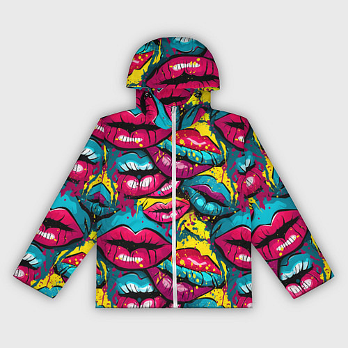 Женская ветровка Граффити губы женские с блеском / 3D-Белый – фото 1