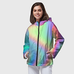 Ветровка с капюшоном женская Бензиновый градиент, цвет: 3D-черный — фото 2