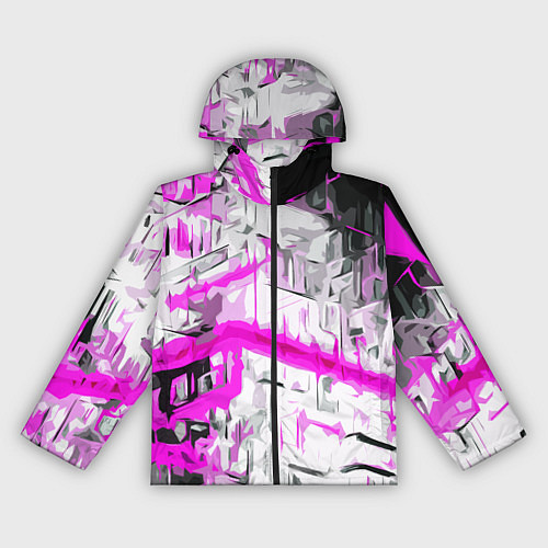 Женская ветровка Бело-розовая абстракция на чёрном фоне / 3D-Черный – фото 1
