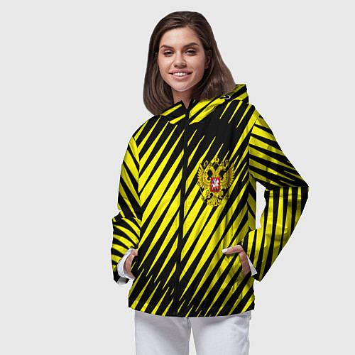 Женская ветровка Герб РФ абстракция / 3D-Черный – фото 3