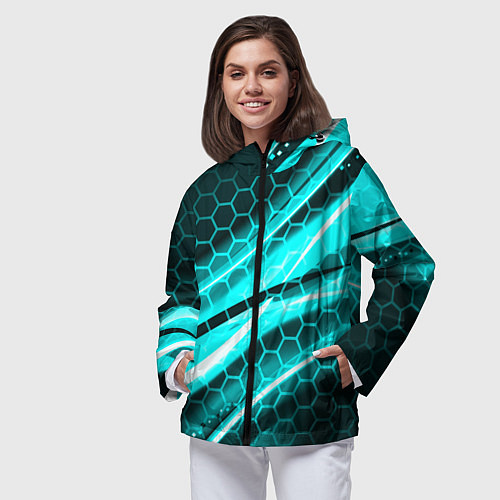 Женская ветровка Неоновая броня абстракция / 3D-Черный – фото 3