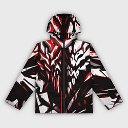 Ветровка с капюшоном женская White and red abstraction on a black background, цвет: 3D-черный