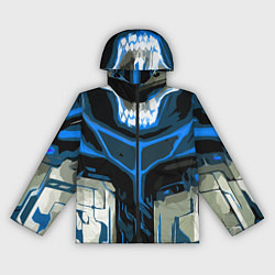 Ветровка с капюшоном женская Blue stripes on a black and white background, цвет: 3D-черный