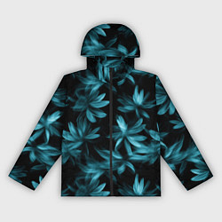Женская ветровка Размытые сине-зеленые цветы на черном фоне