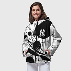 Ветровка с капюшоном женская New York Yankees baseball team - abstraction, цвет: 3D-черный — фото 2